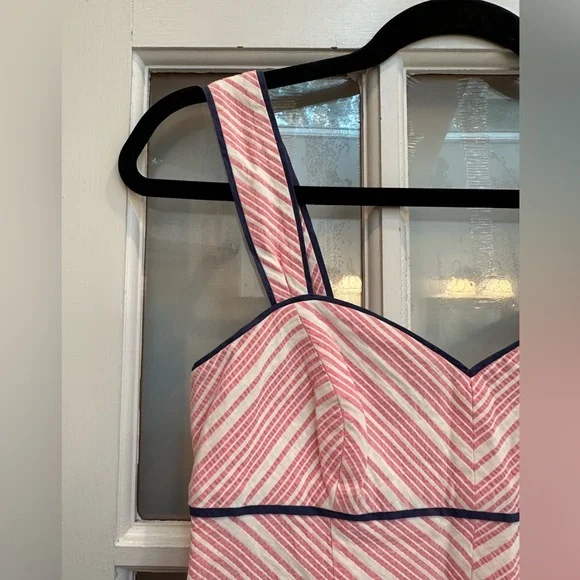 Vintage Lilly Pulitzer White Label Cotton Pink White Chevron Stripe Dress Size 2 - Picture 3 of 10